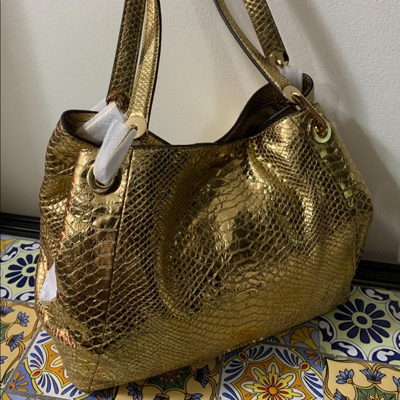 Michael Kors Python Metallic Gold Bag and Wallet - Picture 15 of 16
